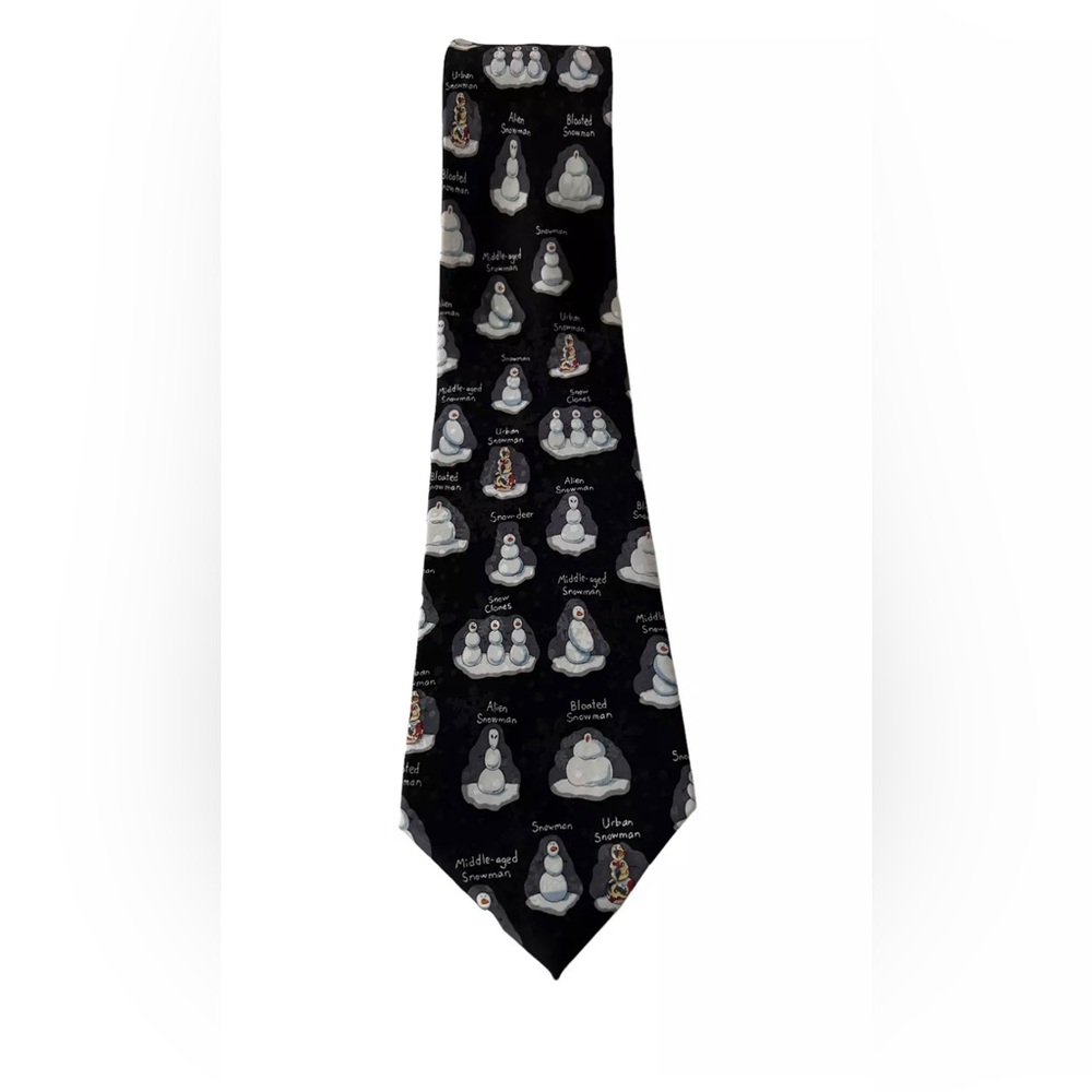 American Greetings Golden Wreath NWT Novelty Snow Clones Black Neck Tie